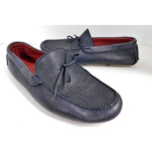 Loro Piana Summer Anton Walk Loafers Navy Blue Driving Moccasins sz 40